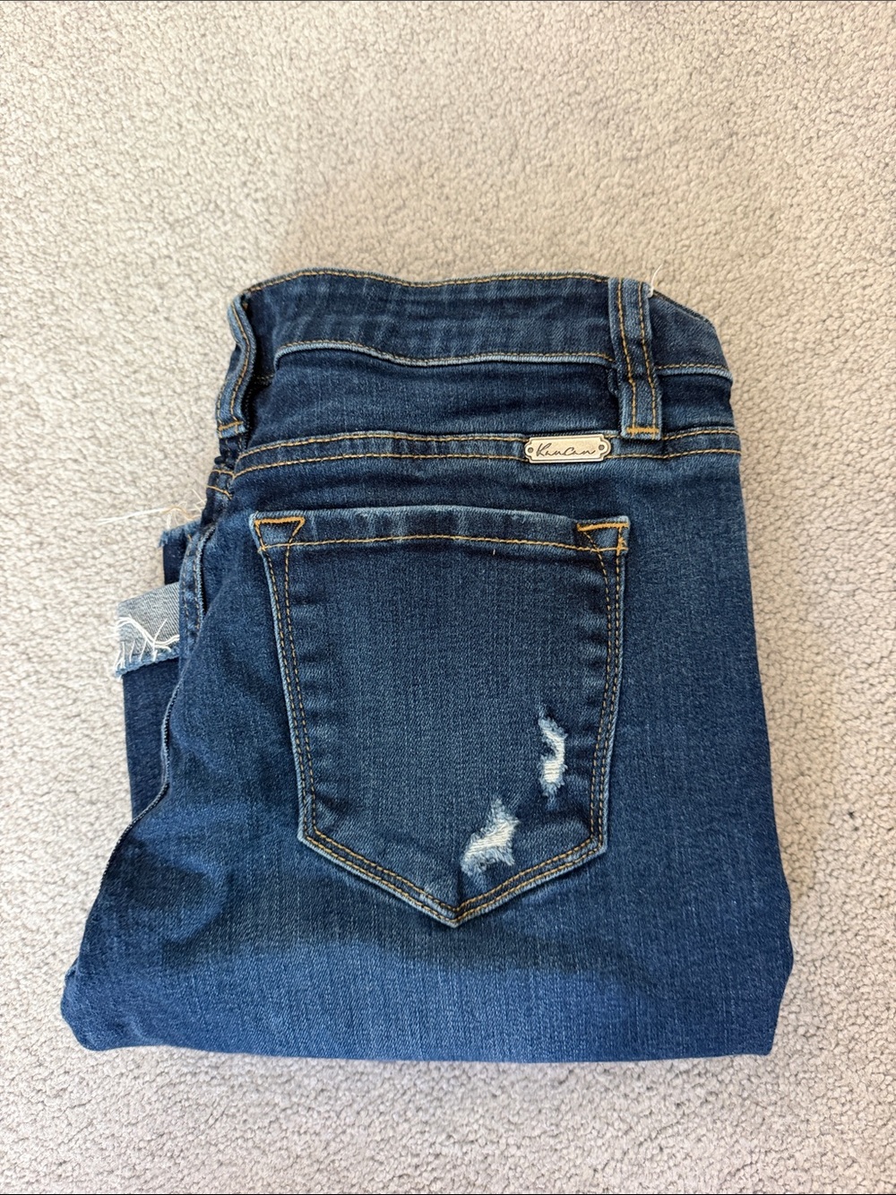 KanCan Women's Dark Blue Cropped Distressed Skinny Jeans 9/28